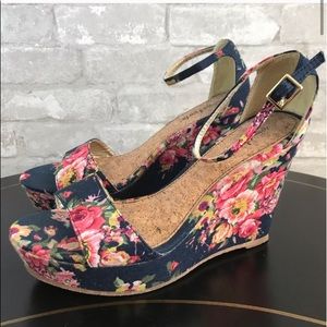 Charming Charlie Floral Wedge Shoes